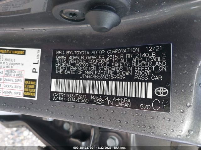 Photo 8 VIN: JTNB4MBE6N3159989 - TOYOTA COROLLA 