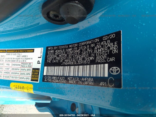 Photo 8 VIN: JTNB4RBE0L3097872 - TOYOTA COROLLA HATCHBACK 