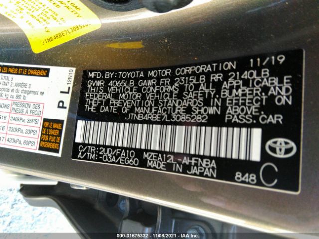 Photo 8 VIN: JTNB4RBE7L3085282 - TOYOTA COROLLA HATCHBACK 