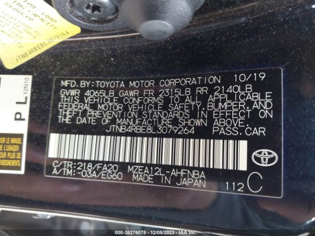 Photo 8 VIN: JTNB4RBE8L3079264 - TOYOTA COROLLA 