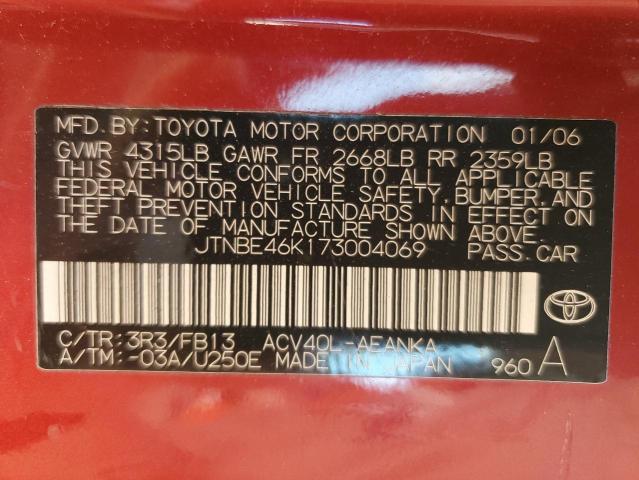 Photo 11 VIN: JTNBE46K173004069 - TOYOTA CAMRY CE 