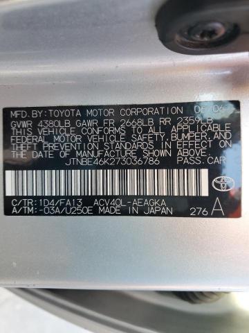 Photo 12 VIN: JTNBE46K273036786 - TOYOTA CAMRY 