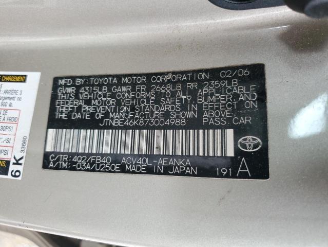 Photo 11 VIN: JTNBE46K873004988 - TOYOTA CAMRY CE 