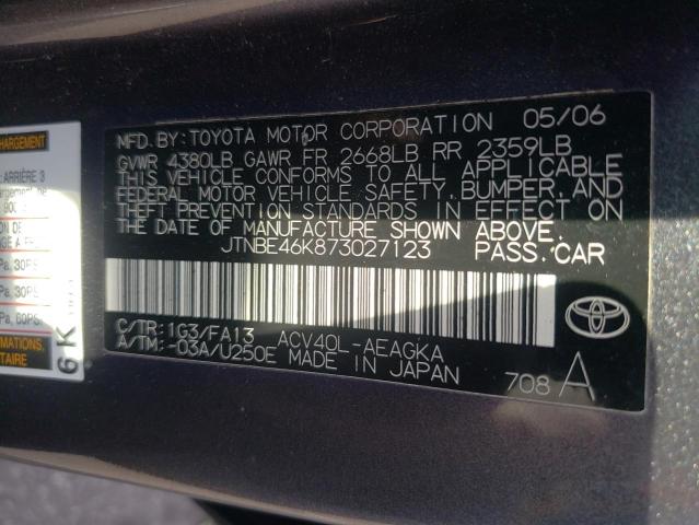 Photo 12 VIN: JTNBE46K873027123 - TOYOTA CAMRY CE 