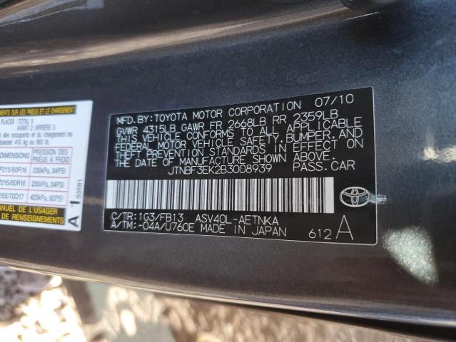 Photo 11 VIN: JTNBF3EK2B3008939 - TOYOTA CAMRY 