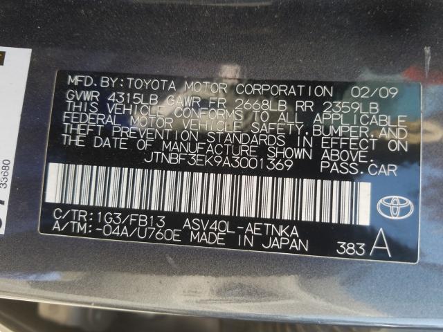 Photo 9 VIN: JTNBF3EK9A3001369 - TOYOTA CAMRY BASE 