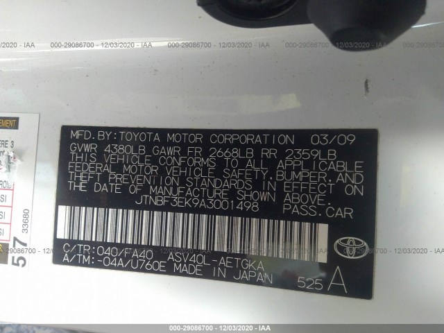 Photo 8 VIN: JTNBF3EK9A3001498 - TOYOTA CAMRY 