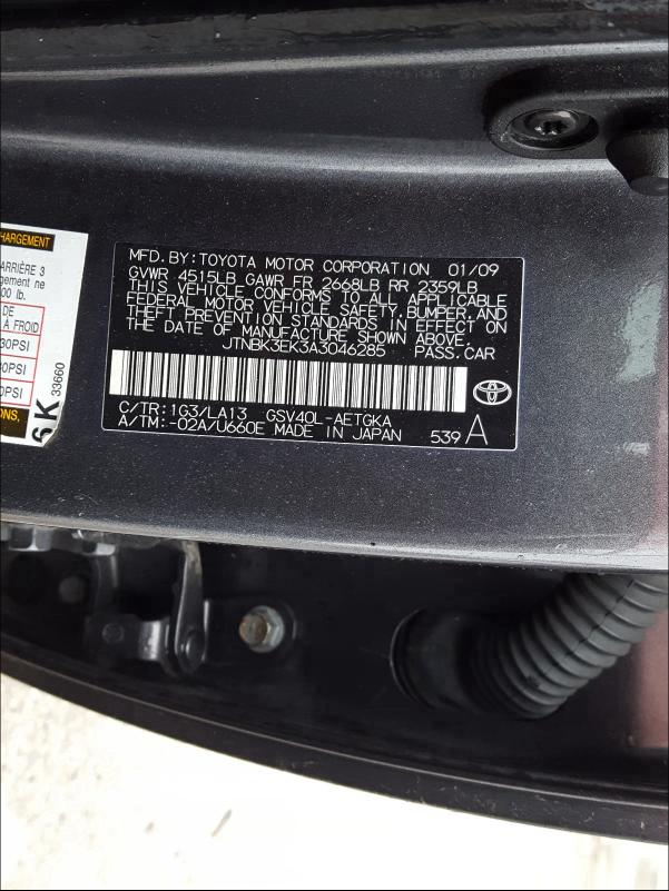 Photo 9 VIN: JTNBK3EK3A3046285 - TOYOTA CAMRY 