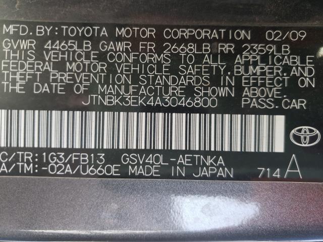 Photo 9 VIN: JTNBK3EK4A3046800 - TOYOTA CAMRY SE 