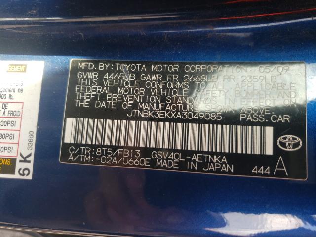 Photo 9 VIN: JTNBK3EKXA3049085 - TOYOTA CAMRY SE 