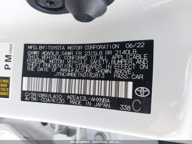 Photo 8 VIN: JTNC4MBE1N3182813 - TOYOTA COROLLA 