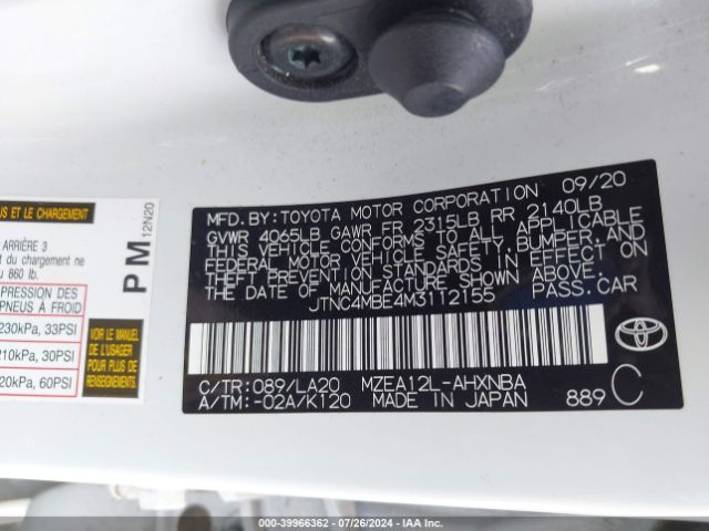 Photo 8 VIN: JTNC4MBE4M3112155 - TOYOTA COROLLA 