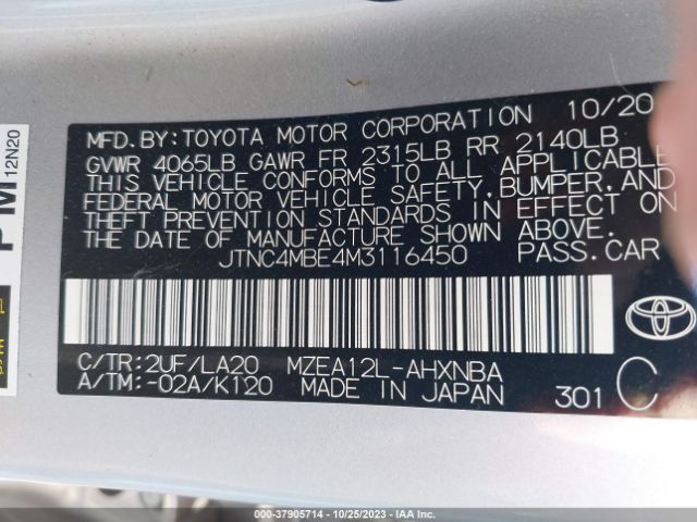 Photo 8 VIN: JTNC4MBE4M3116450 - TOYOTA COROLLA 