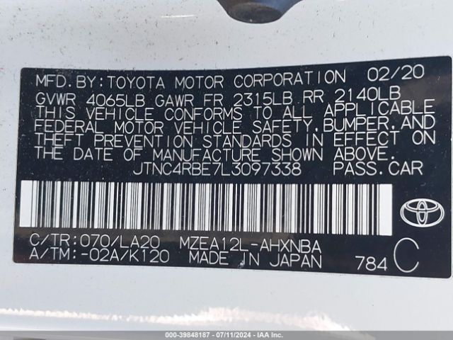 Photo 8 VIN: JTNC4RBE7L3097338 - TOYOTA COROLLA 