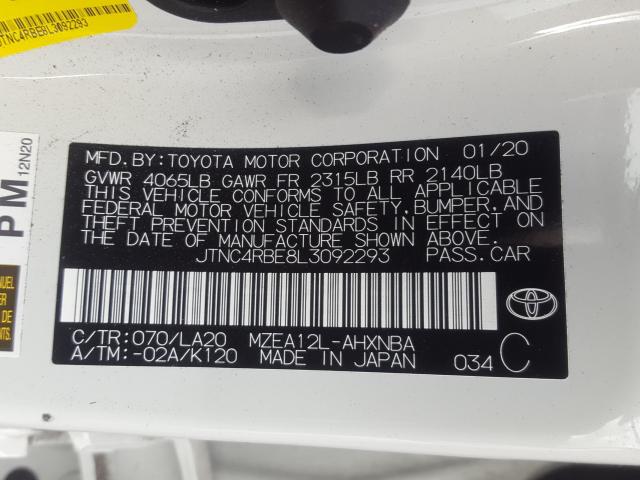 Photo 9 VIN: JTNC4RBE8L3092293 - TOYOTA COROLLA XS 