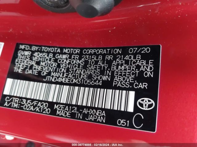 Photo 8 VIN: JTND4MBE0M3105644 - TOYOTA COROLLA 