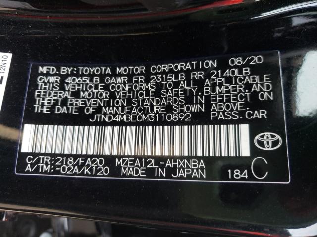 Photo 9 VIN: JTND4MBE0M3110892 - TOYOTA COROLLA SE 