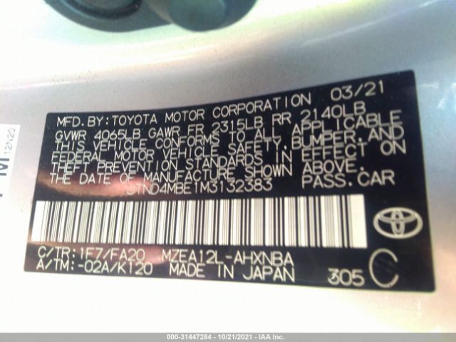 Photo 8 VIN: JTND4MBE1M3132383 - TOYOTA COROLLA HATCHBACK 