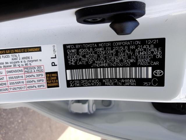 Photo 9 VIN: JTND4MBE1N3160153 - TOYOTA COROLLA SE 