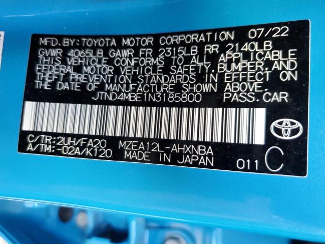 Photo 11 VIN: JTND4MBE1N3185800 - TOYOTA COROLLA SE 