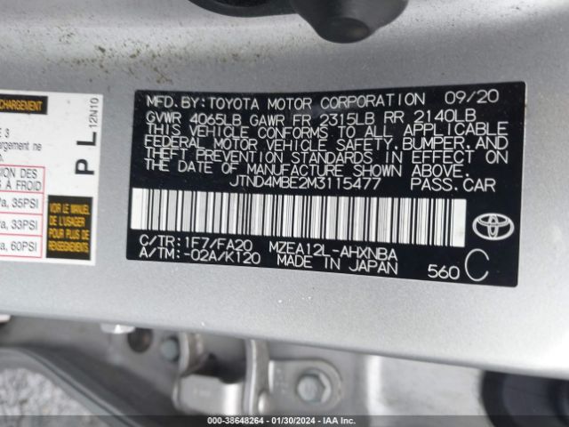 Photo 8 VIN: JTND4MBE2M3115477 - TOYOTA COROLLA 