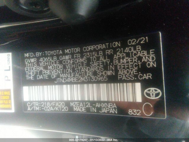 Photo 8 VIN: JTND4MBE2M3130965 - TOYOTA COROLLA HATCHBACK 