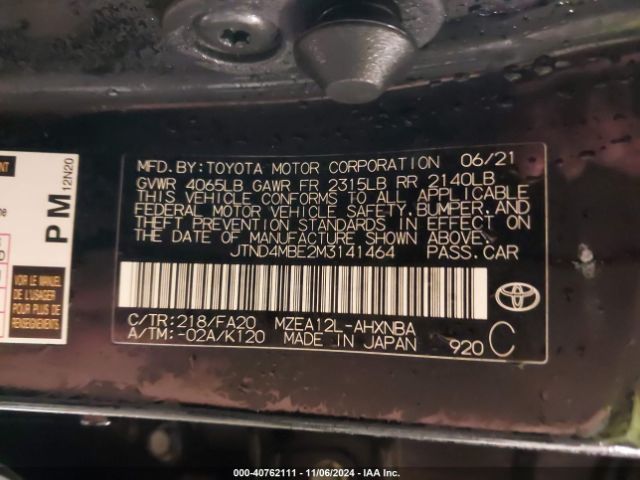 Photo 8 VIN: JTND4MBE2M3141464 - TOYOTA COROLLA 