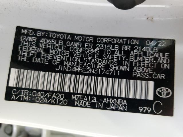 Photo 11 VIN: JTND4MBE2N3174711 - TOYOTA COROLLA SE 