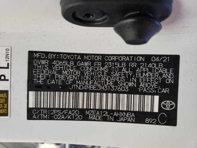 Photo 11 VIN: JTND4MBE3M3137603 - TOYOTA COROLLA SE 