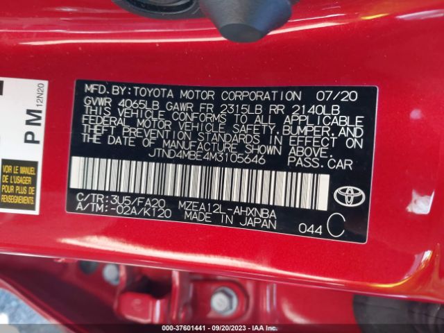 Photo 8 VIN: JTND4MBE4M3105646 - TOYOTA COROLLA 