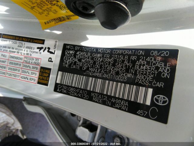 Photo 8 VIN: JTND4MBE4M3110023 - TOYOTA COROLLA HATCHBACK 