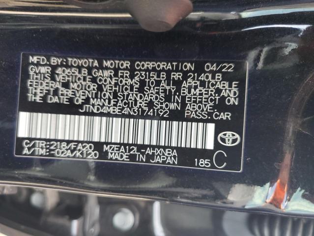 Photo 11 VIN: JTND4MBE4N3174192 - TOYOTA COROLLA SE 