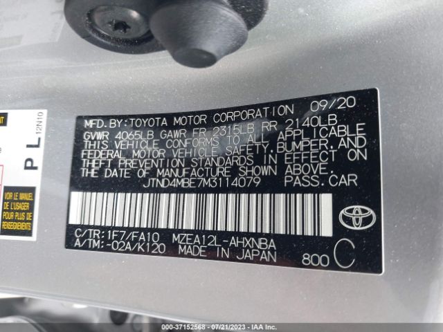 Photo 8 VIN: JTND4MBE7M3114079 - TOYOTA COROLLA 