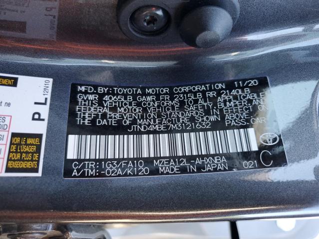 Photo 12 VIN: JTND4MBE7M3121632 - TOYOTA COROLLA SE 