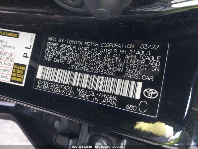 Photo 8 VIN: JTND4MBE7N3169360 - TOYOTA COROLLA 