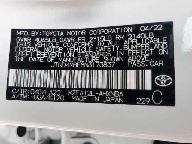 Photo 11 VIN: JTND4MBE8N3173837 - TOYOTA COROLLA 