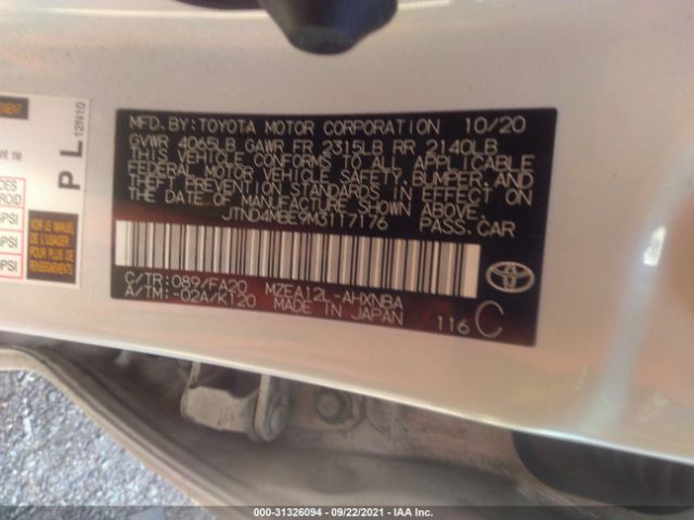 Photo 8 VIN: JTND4MBE9M3117176 - TOYOTA COROLLA HATCHBACK 