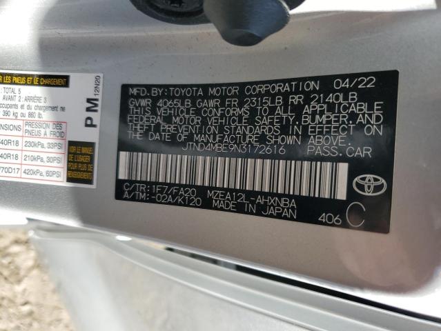 Photo 12 VIN: JTND4MBE9N3172616 - TOYOTA COROLLA 