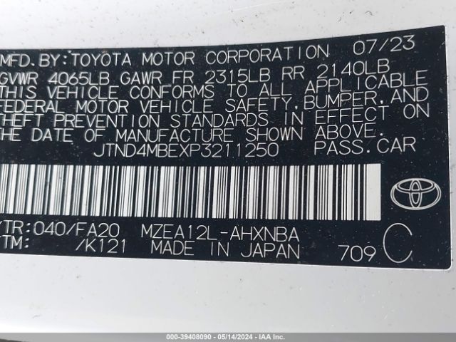 Photo 8 VIN: JTND4MBEXP3211250 - TOYOTA COROLLA 