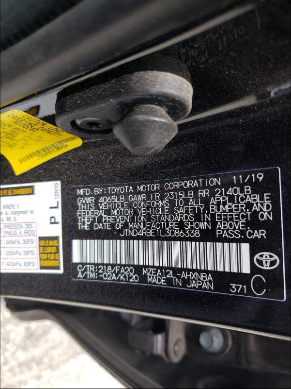 Photo 9 VIN: JTND4RBE1L3086338 - TOYOTA COROLLA SE 