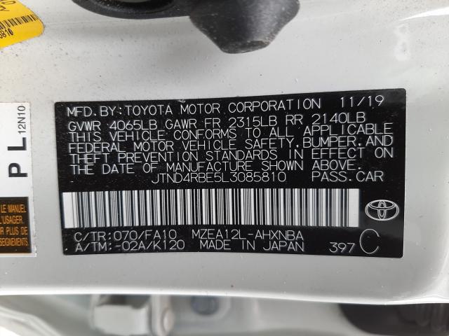 Photo 9 VIN: JTND4RBE5L3085810 - TOYOTA COROLLA SE 