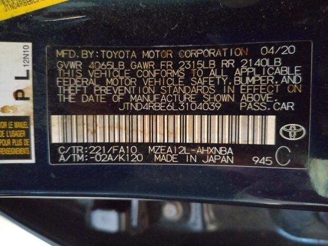 Photo 11 VIN: JTND4RBE6L3104039 - TOYOTA COROLLA SE 