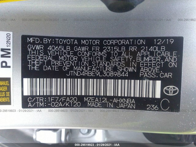 Photo 8 VIN: JTND4RBE9L3089844 - TOYOTA COROLLA HATCHBACK 