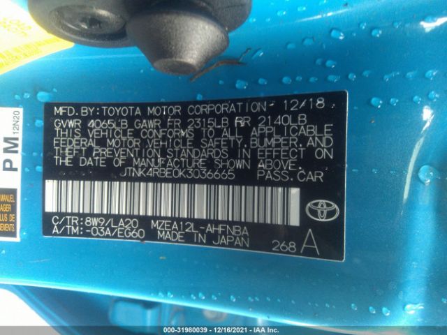 Photo 8 VIN: JTNK4RBE0K3036665 - TOYOTA COROLLA HATCHBACK 