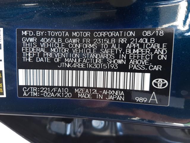 Photo 9 VIN: JTNK4RBE1K3015193 - TOYOTA COROLLA SE 