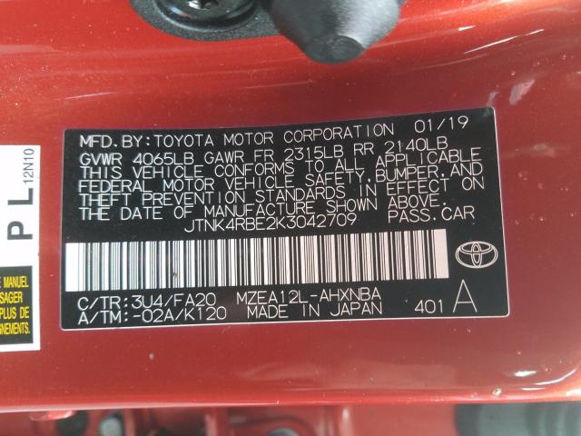 Photo 9 VIN: JTNK4RBE2K3042709 - TOYOTA COROLLA SE 