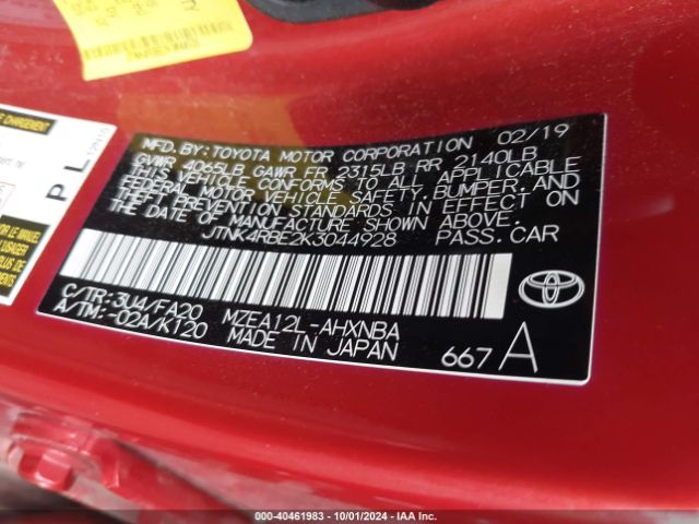 Photo 8 VIN: JTNK4RBE2K3044928 - TOYOTA COROLLA 