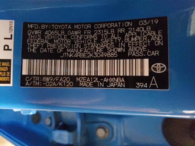 Photo 11 VIN: JTNK4RBE2K3049885 - TOYOTA COROLLA SE 