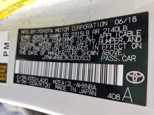 Photo 9 VIN: JTNK4RBE3K3000503 - TOYOTA COROLLA SE 