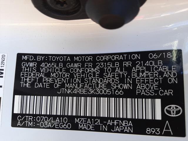 Photo 9 VIN: JTNK4RBE3K3005166 - TOYOTA COROLLA SE 